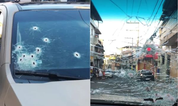 Para-brisa de viatura da PM fica estilhaçado após veículo ser atingido por tiros em Salvador