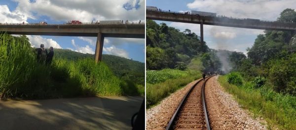 Caminhão cai de ponte em João Monlevade, na BR-381, no mesmo lugar de acidente com ônibus que matou