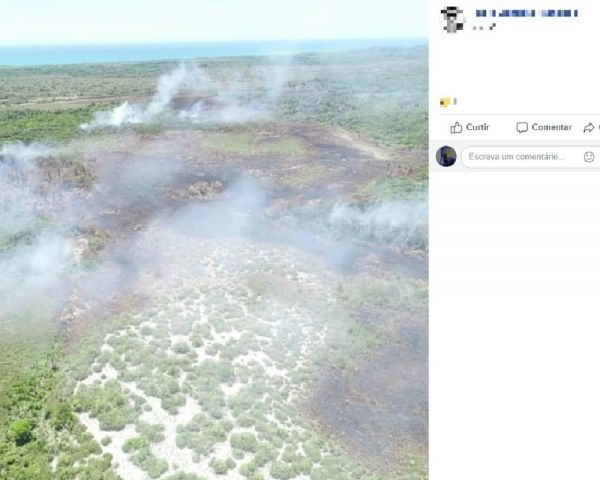 Incêndio atinge vegetação em Trancoso, destino turístico do sul da Bahia