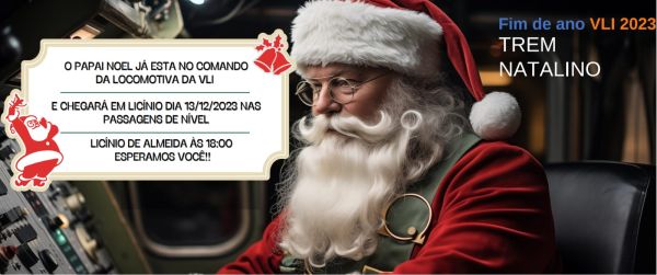 O Trem Natalino da VLI trará Papai Noel e Mamãe Noel para Licínio de Almeida