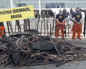 Ativistas jogam tinta preta na entrada do Palácio do Planalto; 30 foram detidos