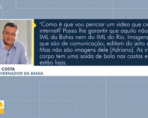 Governador da BA diz que corpo mostrado em vídeo divulgado por Flávio Bolsonaro não é de miliciano