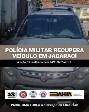 POL&Iacute;CIA MILITAR RECUPERA VE&Iacute;CULO EM JACARAC&Iacute;