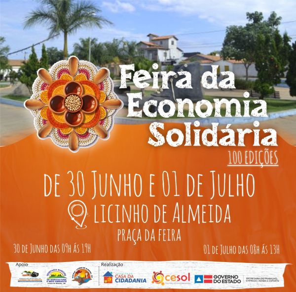 Licínio de Almeida: Acontece Hoje e Amanhã, a Feira da Economia Solidária na Praça da Feira.  