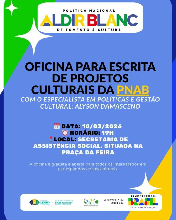 Lic&iacute;nio de Almeida Promove Oficina Gratuita de Escrita de Projetos Culturais para a PNAB
