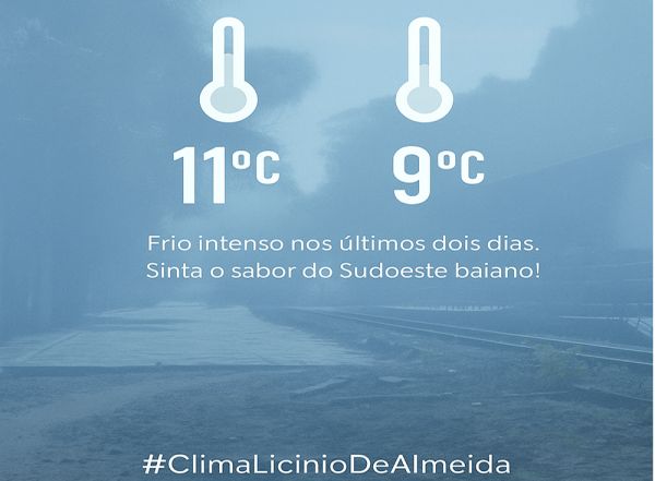 Licínio de Almeida enfrenta frio intenso com temperaturas de até 11°C e sensação térmica de 9°C