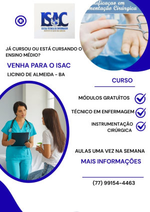 Instituto de Sa&uacute;de Ana Carolina, Abre Inscri&ccedil;&otilde;es Para Cursos T&eacute;cnicos Com M&oacute;dulos Gratuitos em Lic&iacute;n