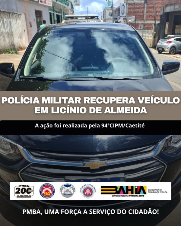 POL&Iacute;CIA MILITAR RECUPERA VE&Iacute;CULO EM LIC&Iacute;NIO DE ALMEIDA