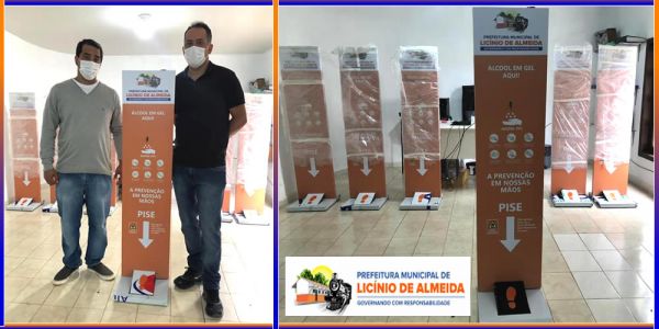 Licínio de Almeida: Governo Municipal Adquire Totens de Dispensação de Álcool em Gel Para o Hospital