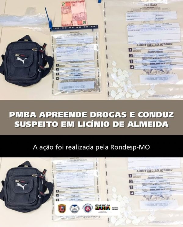 POL&Iacute;CIA MILITAR PRENDE TRAFICANTE COM DROGAS  EM LIC&Iacute;NIO DE ALMEIDA