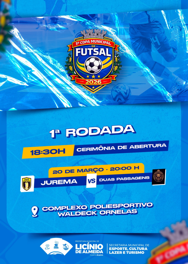 Lic&iacute;nio de Almeida se prepara para o espet&aacute;culo: 1&ordf; Copa Municipal de Futsal come&ccedil;a nesta sexta!