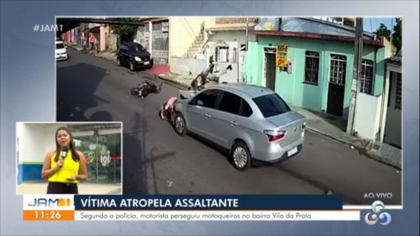 Vídeo.: Vítima de assalto atropela bandidos na hora da fuga